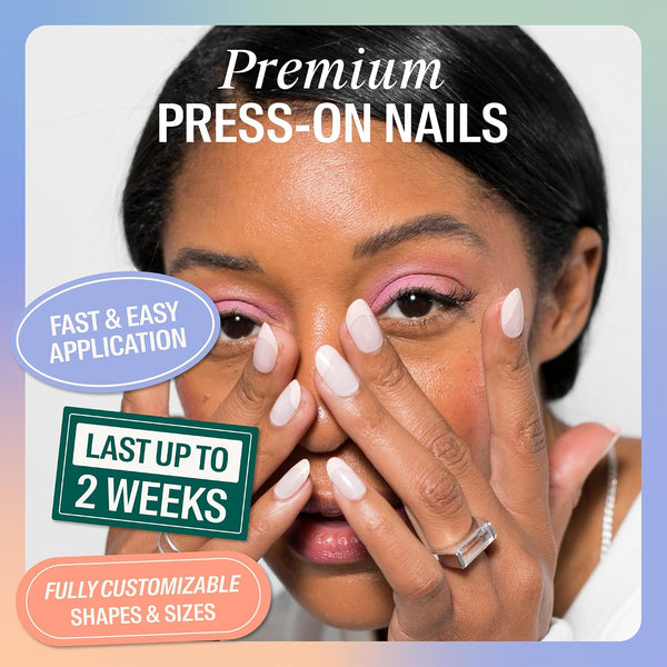 Chillhouse - Chill Tips, French Tip Press On Nails Kit - Going to the Barre (Oval) - 30 Nail Shapes & Sizes - 2 Weeks of Wear - Customizable Fit - French Manicure Kit - Women Owned, Beauty & Self Care