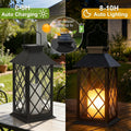 2 Pack 14'' Black Large Outdoor Solar Lanterns Outdoor Waterproof