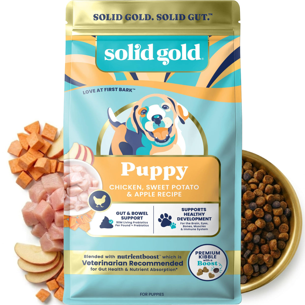 Solid Gold Bison Dry Dog Food for Large Dogs – High Protein, Whole Grain Kibble with Real Bison, Brown Rice & Omega 3 – Large Kibble w/Probiotics for Gut Health - Adult Dog Food - Nutrientboost™–22LB