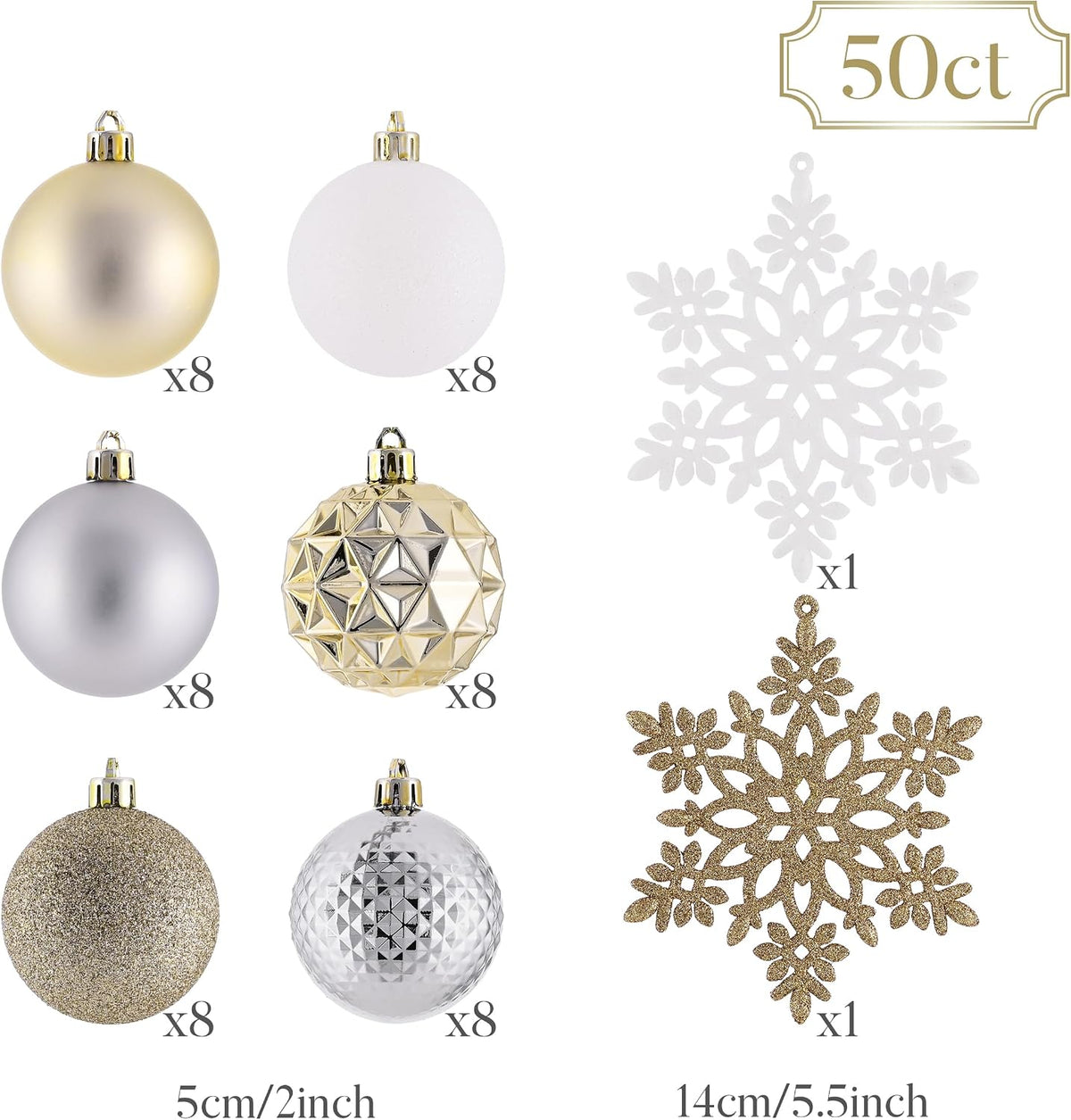 Valery Madelyn 50ct Christmas Tree Decorations Ball Ornaments 2 Inches