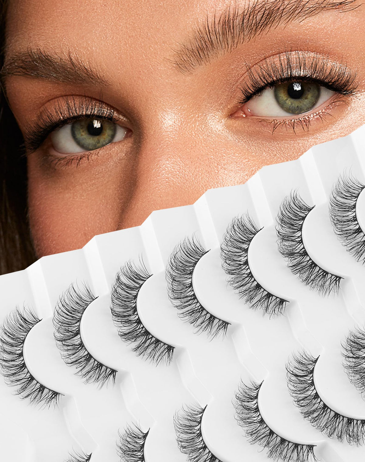 Natural Lashes That Look Like Extensions Strip Lashes Natural Look Thin Band Wispy Eyelashes 13mm Cat Eye False Eyelashes Foxy Eye Lashes 12 mm 7 Pairs S10