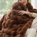 Bedsure Fluffy Bubble Faux Fur Throw Blanket, 50"x60", Cream