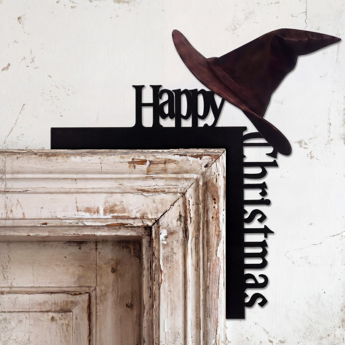 Yaocom 11.8" x 11.8" Metal Halloween Door Topper, Black Skeleton Sign