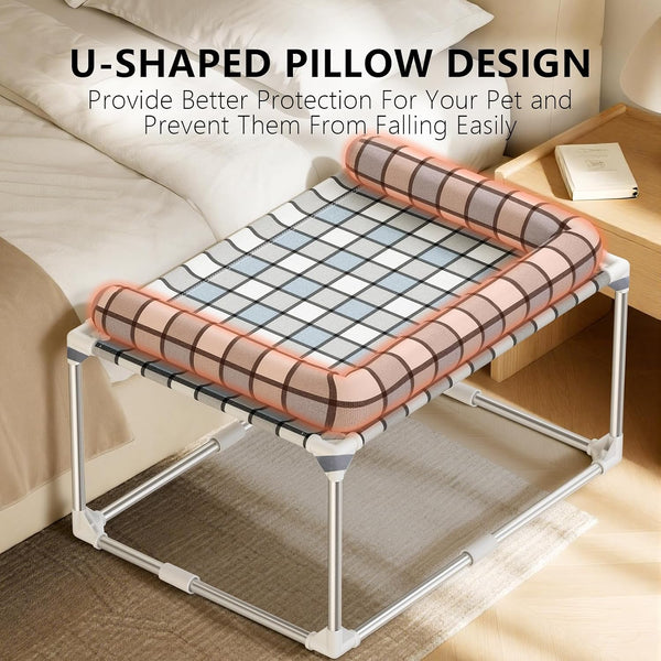 Bedside Cosleeper Dog Bed with Bloster, Height Elevated Pillow Bed Dog