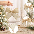 12Pcs Christmas Burlap Bows, 6.9 Inch Rustic Farmhouse Ornaments