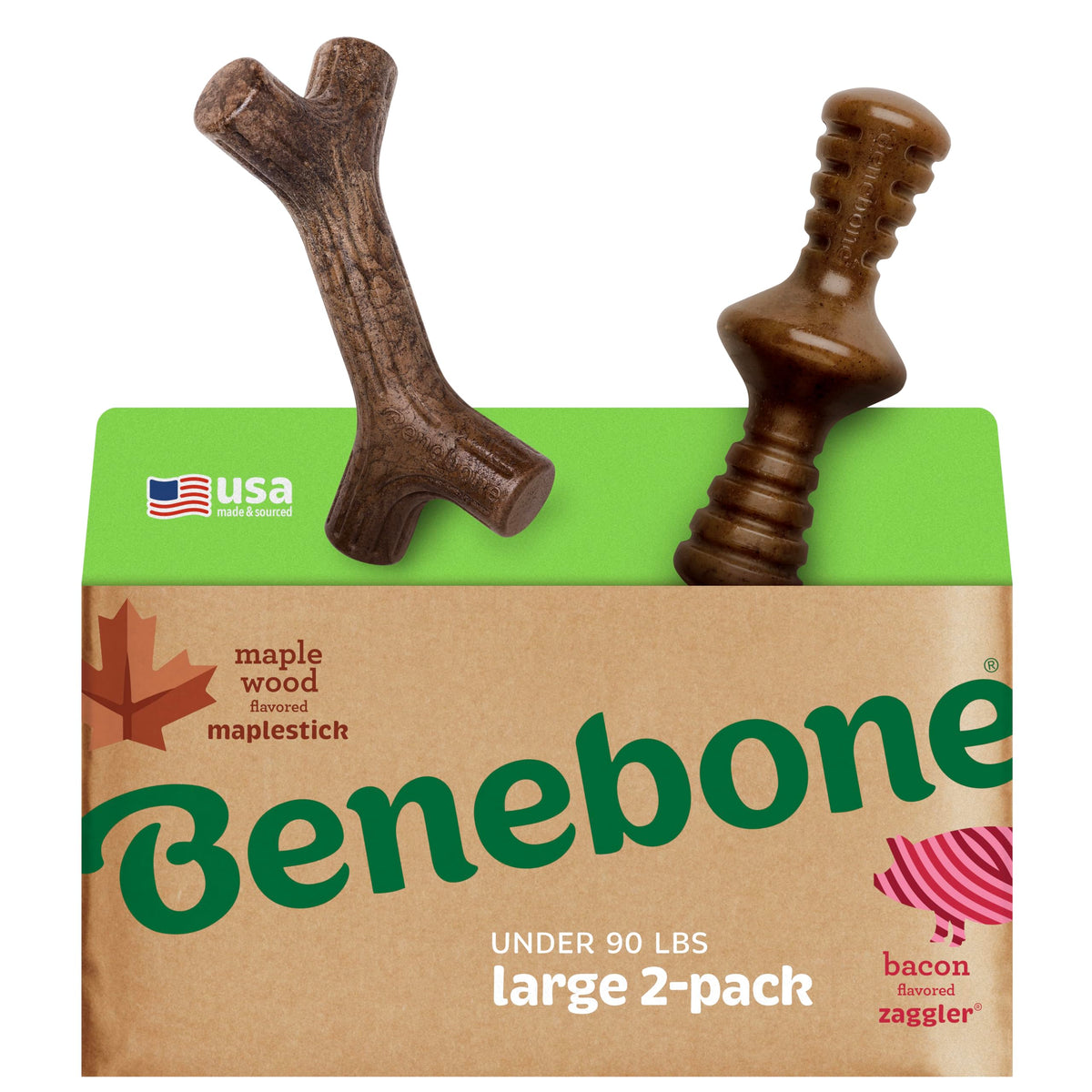 Benebone Large 4-Pack Dog Toys for Aggressive Chewers – Under 90 lbs