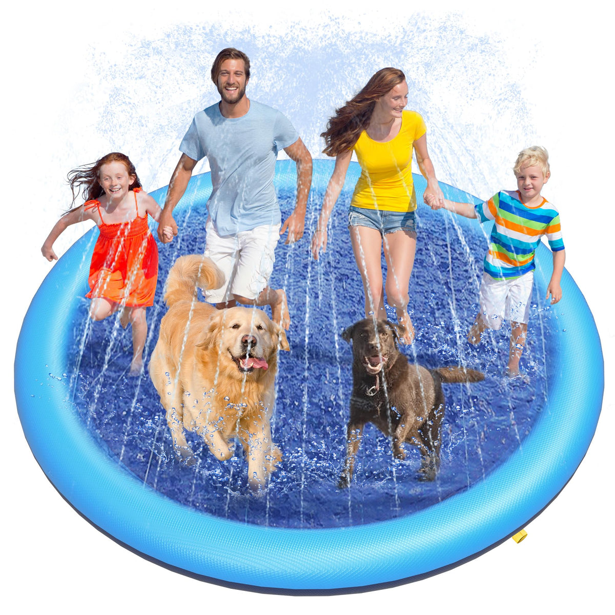Peteast Dog Pool, Anti-Slip Splash Pad for Dogs, 67 in, Blue