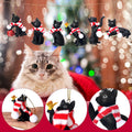 Equsion 6 Pcs Black Cat Christmas Ornament with Candy Cane Scarf Figurine