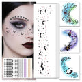 Halloween Glitter Freckle & Gems, Face Tattoo for Women Makeup Decorations