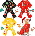 Frienda 3 Pcs Christmas Dog Pajamas,Snowman Pattern,L (fit 7.7-9.9lbs)