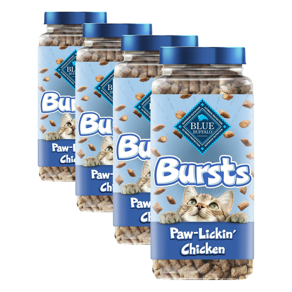 Blue Buffalo Bursts Paw-Lickin' Chicken Crunchy & Creamy Cat Treats, Great for Training, Made with Real Chicken Natural Cat Treats Enhanced with Vitamins, Minerals & Other Nutrients, Tub 12 oz.