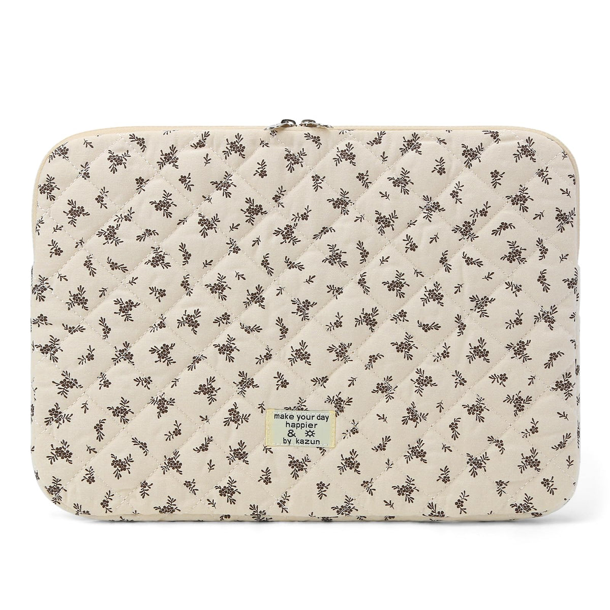 Puffy Laptop Sleeve 13 Inch Cute Quilted Laptop Protective Case Padded Floral Computer Sleeve for MacBook (A-Blue, 13 Inch)