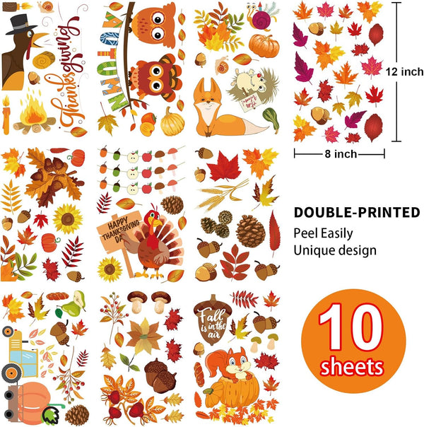 Fall Window Clings for Glass Thanksgiving Autumn Clings Decor for Windows