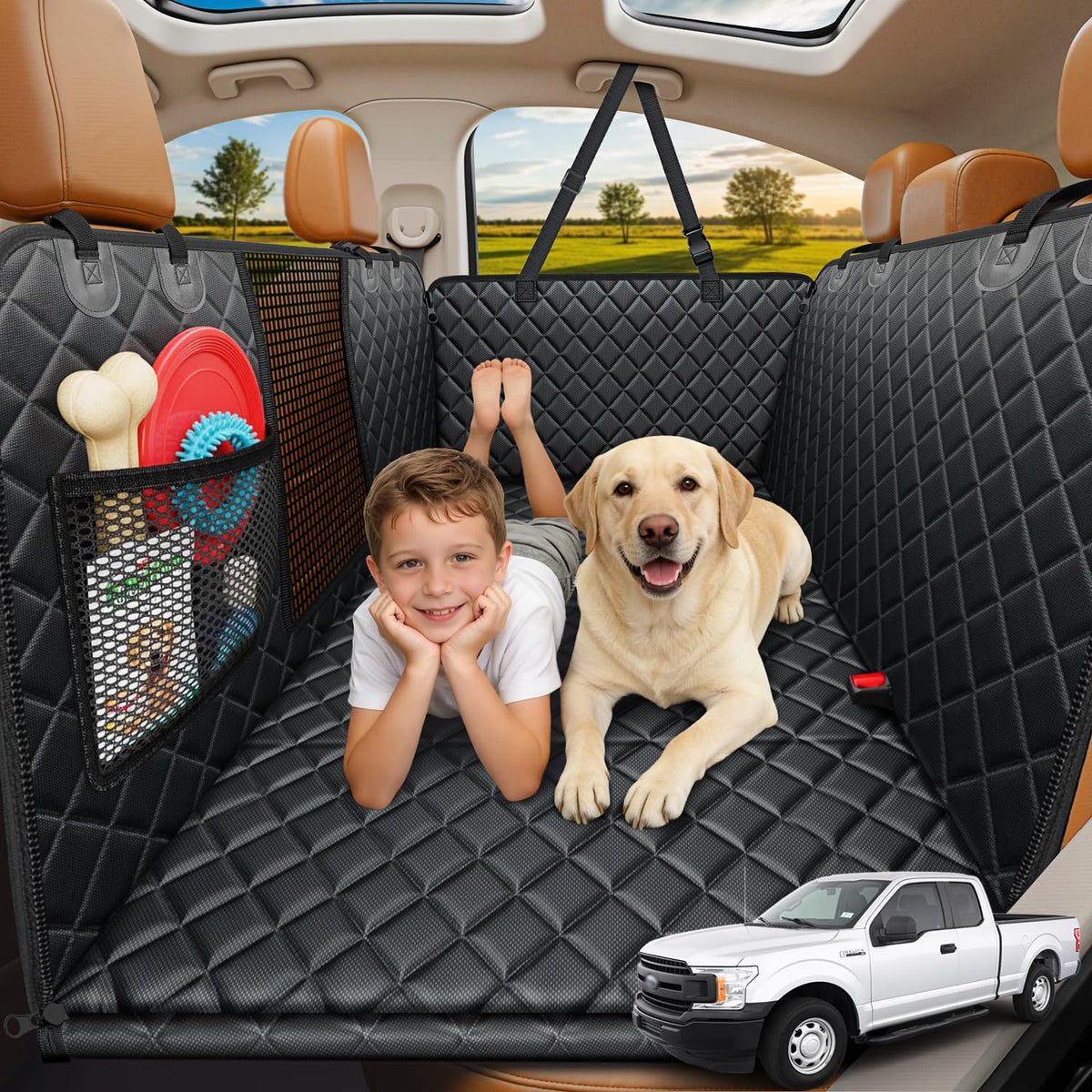 URPOWER Hard Bottom Dog Car Seat Cover, Back Seat Extender for Cars & SUVs