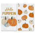 Hexagram Pumpkin Fall Kitchen Towels, Buffalo Check Fall Decor Hand Towels