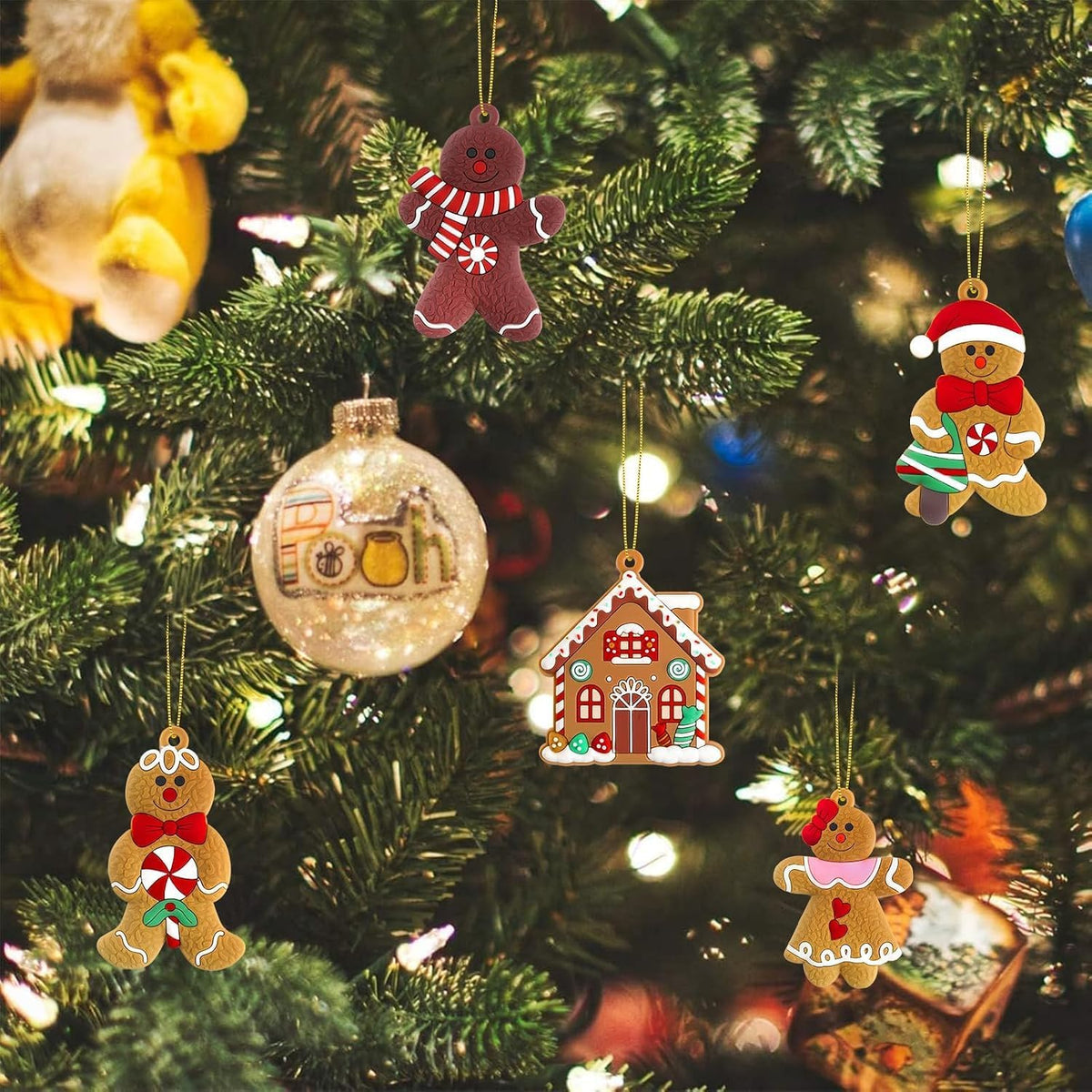 kockuu 16pcs Gingerbread Man Ornaments for Christmas Tree Decorations