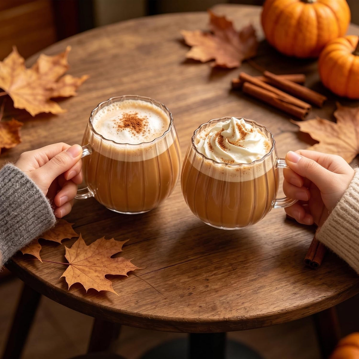 Clear Classic Glass Halloween Cups with Handle 12 Oz- Heat-Resistant Cute Pumpkin Coffee Mugs for Home, Office, Party Drinking Cups Microwave Safe (2Pcs)