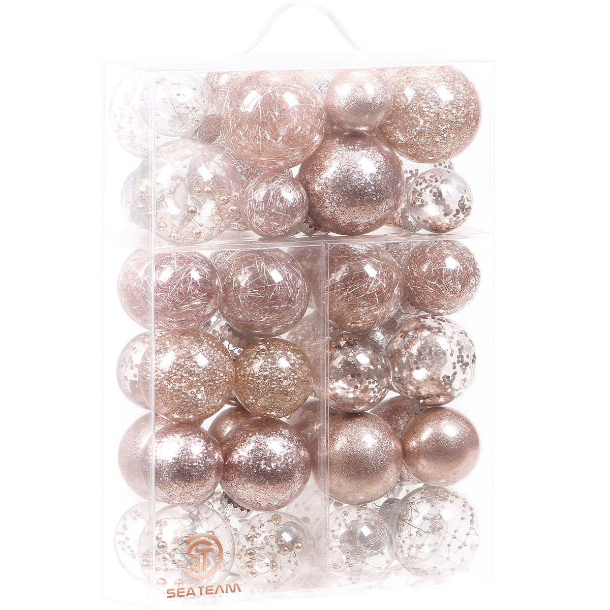 Sea Team 30-Pack Clear Christmas Ball Ornaments with Fillers, Champagne