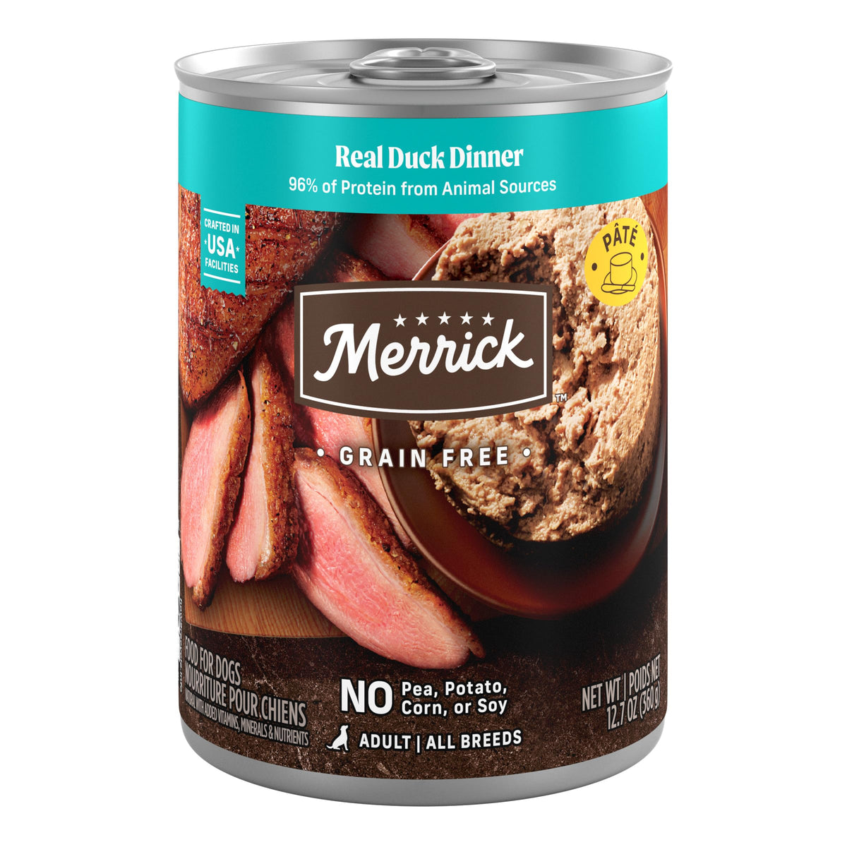 Merrick Grain Free Premium And Natural Canned Dog Food, Soft And Healthy Poultry Free Wet Recipe, Real Beef Lamb And Bison - (Pack of 12) 12.7 oz. Cans