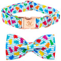 Fall Dog Collar with Bow, Black and Orange Print Fall Pet Collars Small