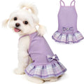 YUDODO Pet Dog Dress for Small Dogs Girl, Pet Summer Clothes with Bowtie | Soft, Stretchy, Breathable, Sleeveless, Cute Princess Pet Dress, For Yorkie Chihuahua Maltese, Purple, S