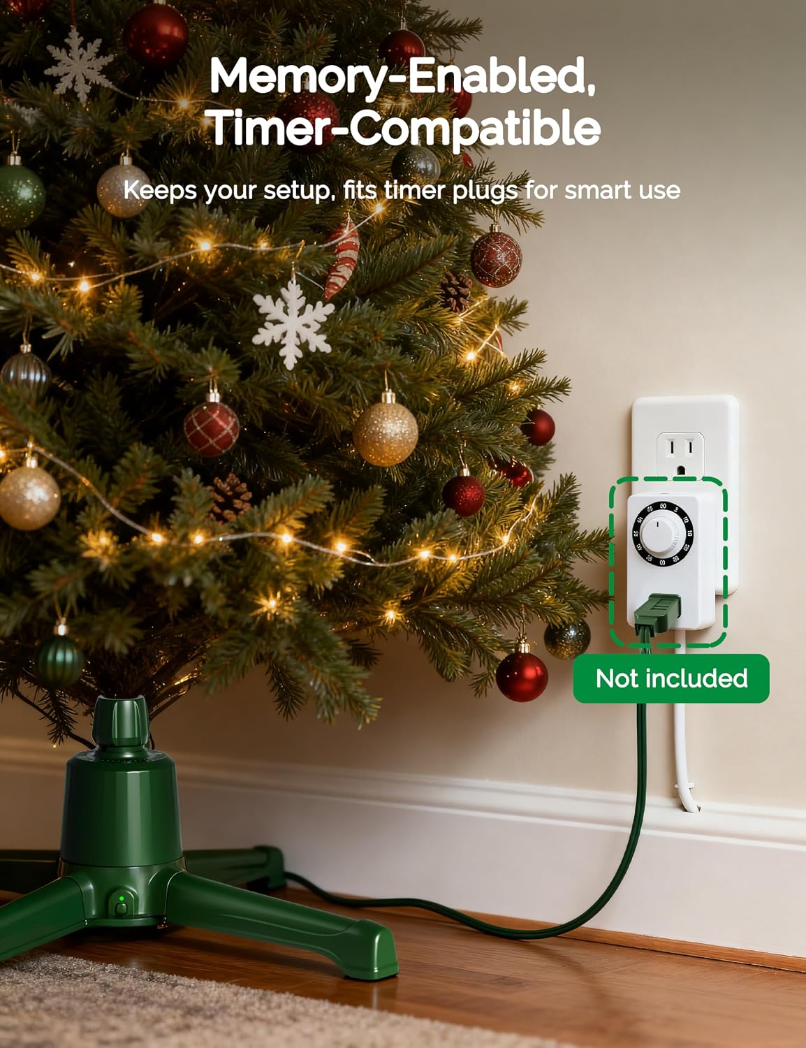 COOLWUFAN Musical Rotating Christmas Tree Stand with Remote for 9ft Trees