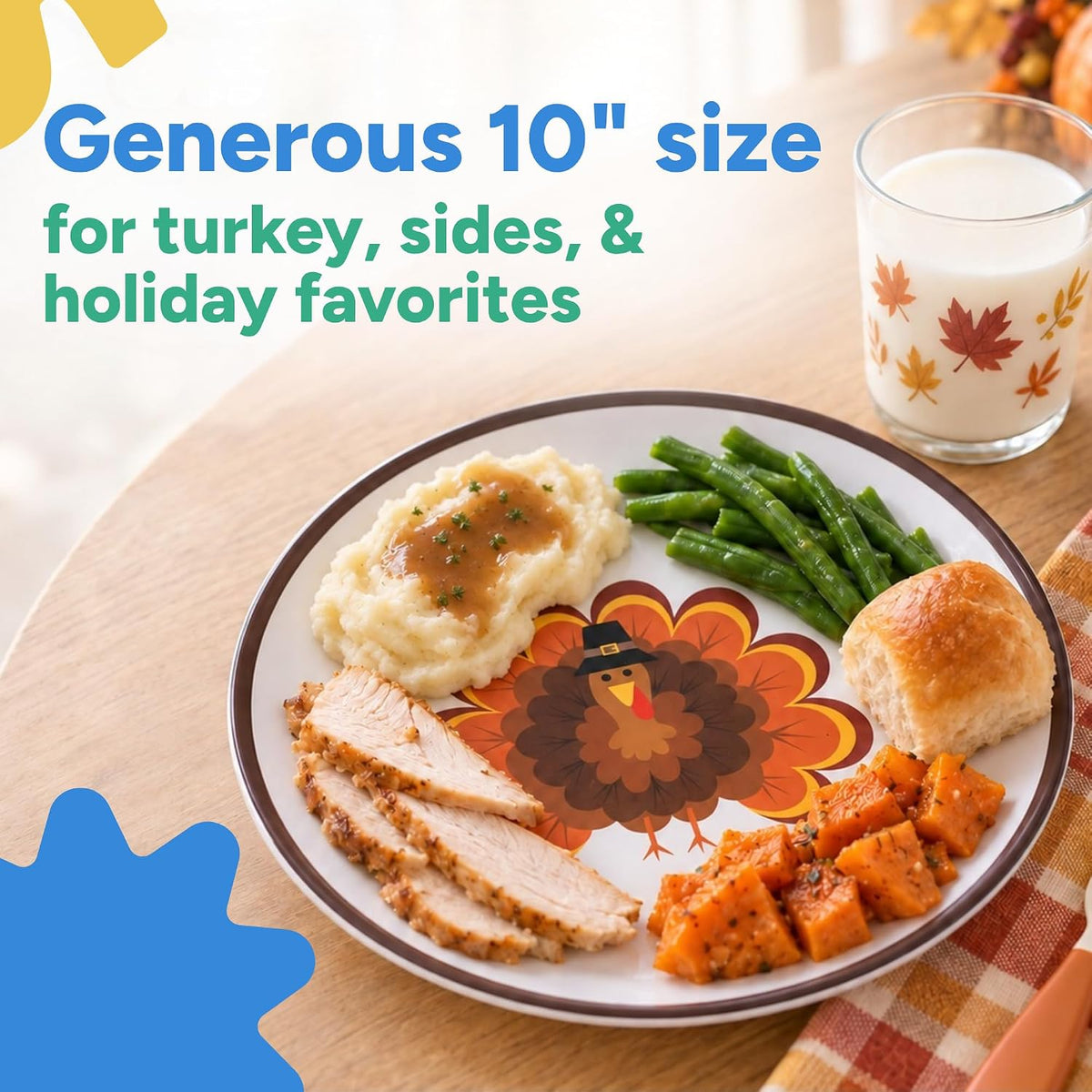 Thanksgiving Plates for Kids, Set of 4