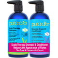 PURA D'OR Anti-Thinning Biotin Shampoo & Hair Regrowth Conditioner, CLINICALLY TESTED Effective Results, Thickening Herbal Blend For Women & Men, Original Gold Label Set, Natural Earthy Scent, 16oz x2