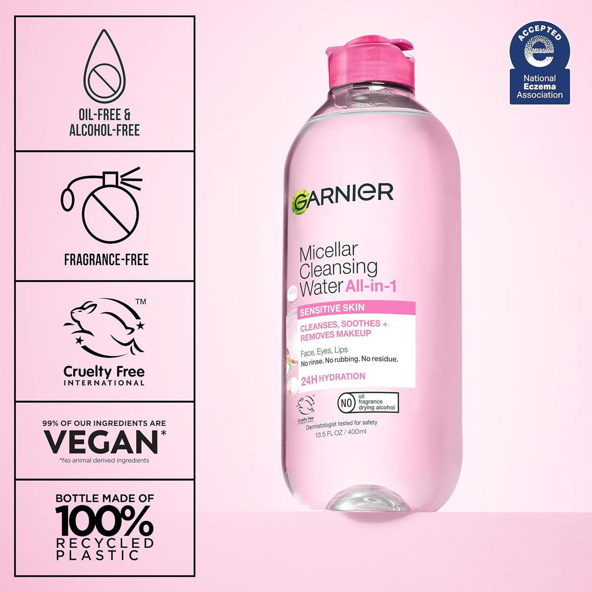Garnier Micellar Water, Facial Cleanser & Makeup Remover, 3.4 Fl Oz