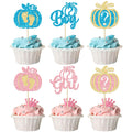 24pc Little Pumpkin Cupcake Toppers - Glitter Pumpkin Cupcake Picks - Baby Shower Decorations - Fall Harvest Theme - Kids Birthday Party Supplies