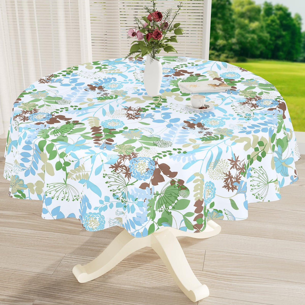 Rectangle Waterproof Vinyl Table Cloth, Wipeable Tablecloth with Flannel Backing, Plastic Table Cover for Fall, Thanksgiving (Pumpkin, 52" x 70")
