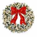 36in Large Pre-Lit Christmas Wreath with Bow, Artificial Greenery