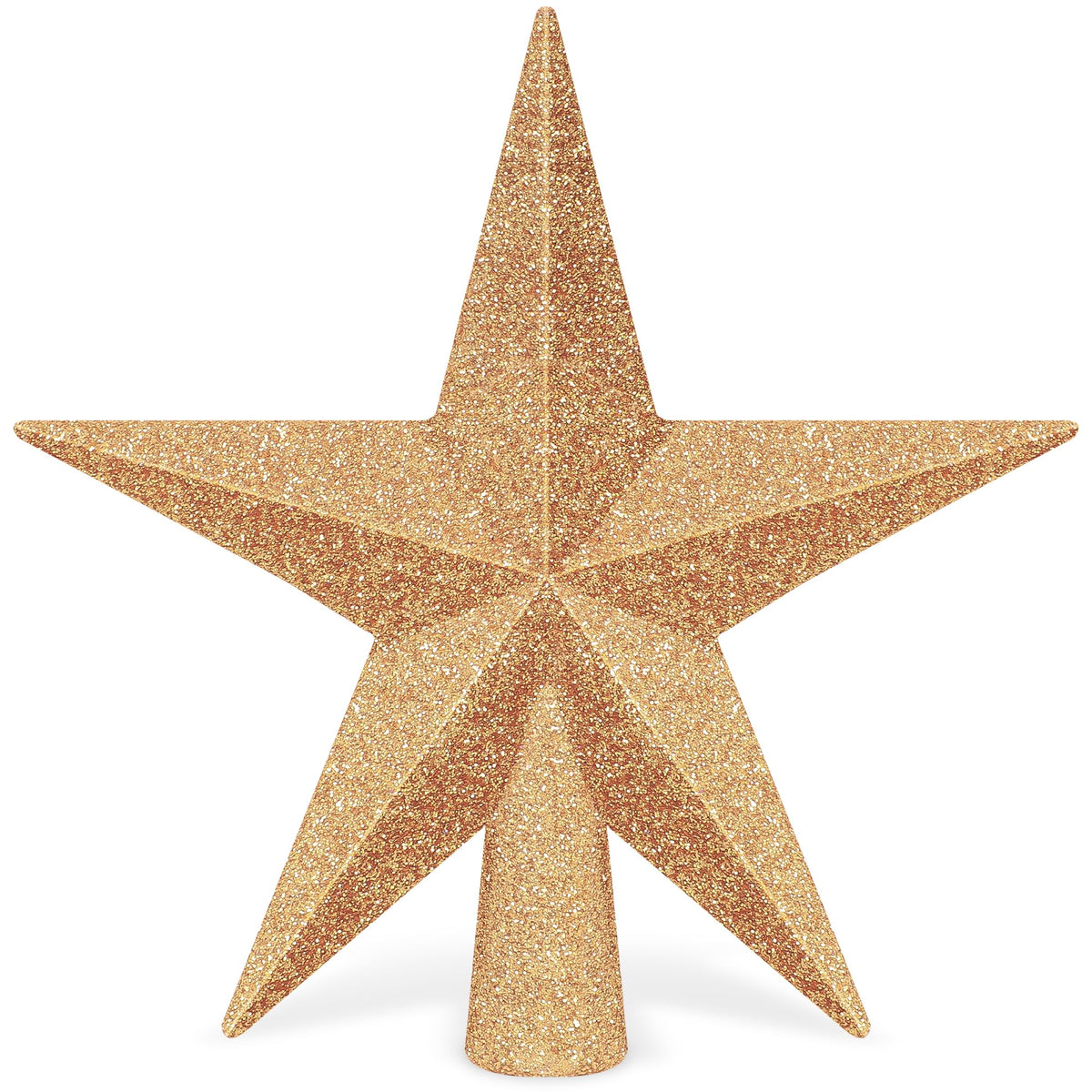 Christmas Tree Star Topper, 8" Gold Glitter Xmas Star Tree Decorations, 3D