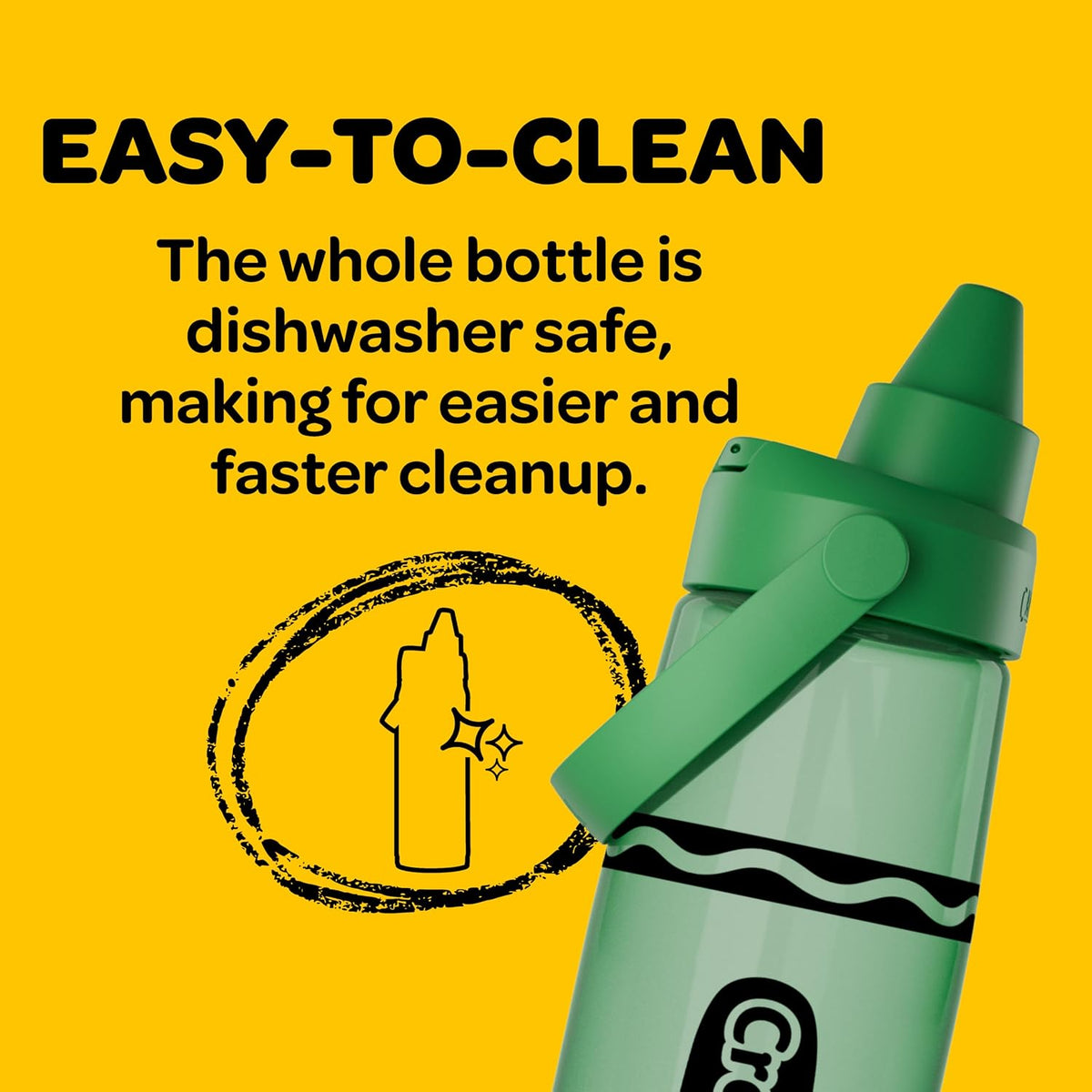 CamelBak Crayola Chug Water Bottle 25oz, Green | Fast Flow Chug Lid, Slim Portable Design, Durable Tritan Renew Bottle, Dishwasher Safe Design, Crayola Color Collection