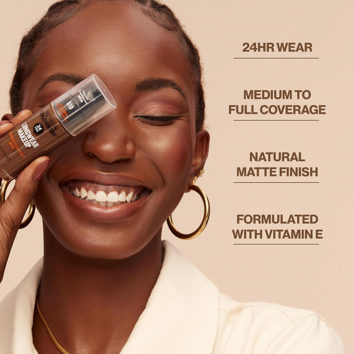 Revlon Liquid Foundation, ColorStay Face Makeup for Combination & Oily Skin, SPF 15, Medium-Full Coverage with Matte Finish, 360 Golden Caramel, 1 Fl Oz