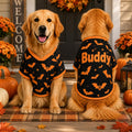 Personalized Halloween Dog Shirt, Custom Pet Shirt with Name, Pumpkin Bat Spider Web Dog Costume