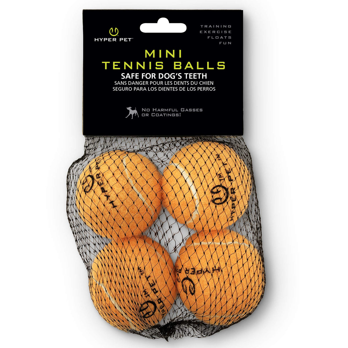 Hyper Pet Mini Extra Small Tennis Balls for Dogs, 1.75 Inch, 4 Pack, Green | Safe interactive playthings for exercise and training, works with the K9 Kannon launcher, keeps little pups active daily