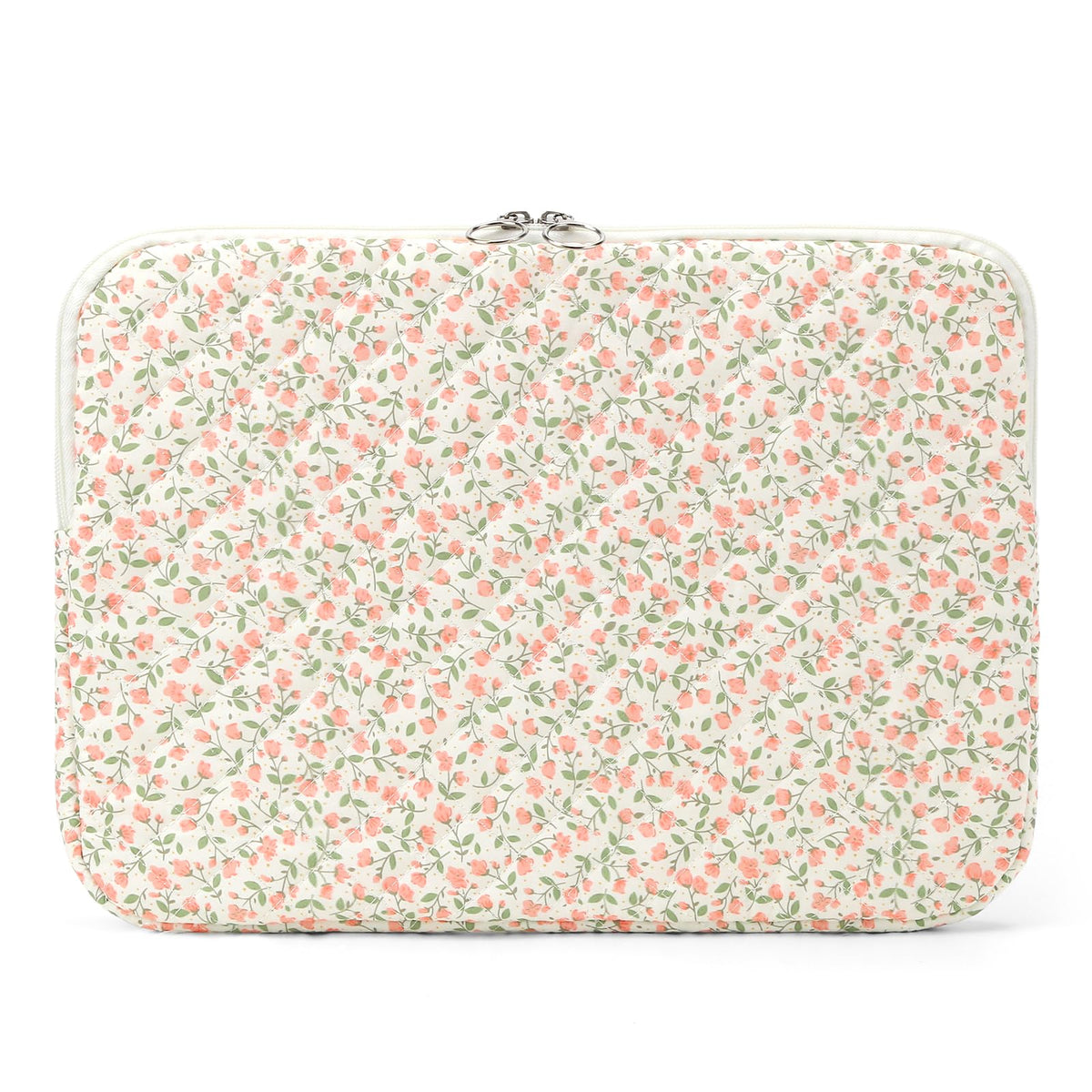 Puffy Laptop Sleeve 13 Inch Cute Quilted Laptop Protective Case Padded Floral Computer Sleeve for MacBook (A-Blue, 13 Inch)