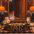 Tinideya 2 23.6 X 35.4 Inches Plaid Ghost Red Brown | Layered Coir Doormat Set, Non Slip Backing for Outdoor Entryway, Buffalo Plaid Seasonal Design, Front Porch Home Decor