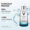 Vichy Mineral 89 Booster, Pure Hyaluronic Acid Serum for Face with Polyglutamic Acid for Skin Barrier Repair, Plumps & Hydrates, Lightweight Hydrating Serum, Oil-Free, Non-Sticky