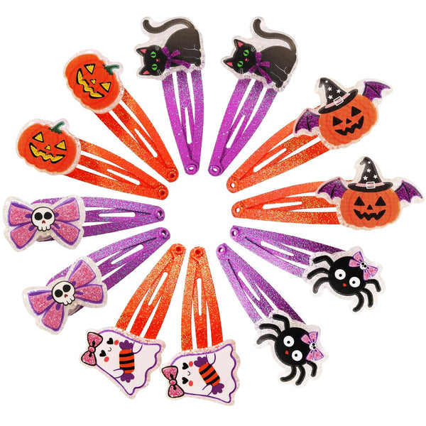 PinkSheep Halloween Hair Clips Barrettes for Girls, 6 Pairs/12 Pack