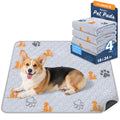 WanpeeGoo Washable Pee Pads for Dogs, Waterproof, 18 x 24 in, 4 Pack, Gray | Super Absorbent, Waterproof and Non-Slip; Washable, Reusable Dog Pads for Crates, Playpens, Floors, Furniture and Travel