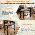 Beside Dog Bed,2 Panels Adjustable Height Dog Bunk Beds,26.8”x18.1” Metal Frame & Cushion, Converts to Bunk Bed or Bed Extension Attachment for Human Bed, for Small Dogs