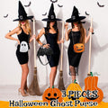 Hillban 3 Pcs Halloween PU Leather Bat Spider Web Shoulder Bag