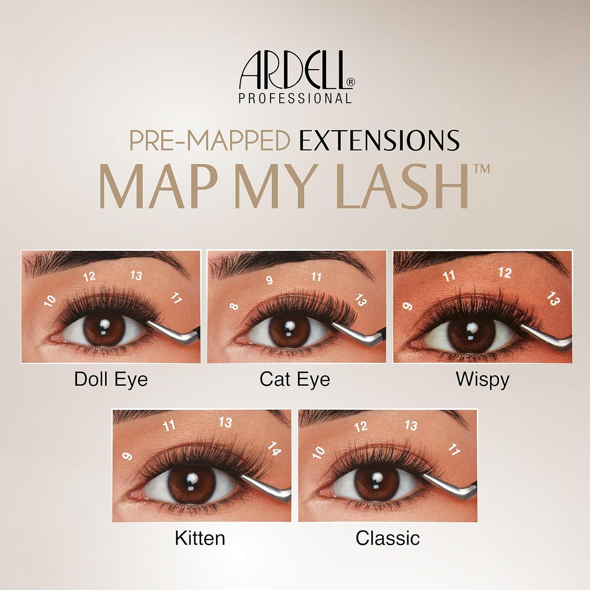 Ardell Pre-Mapped Eyelash Applicator Tool 40° Curved Lash Tweezers | Angled Curve Tip Tweezer, Perfect for Precise False Extensions Placement, Easy Application Helper Device, Faux Mink Black