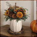 Beeveer 6.7 Inch Ceramic Pumpkin Vase, Large White Pumpkin Utensil Holder