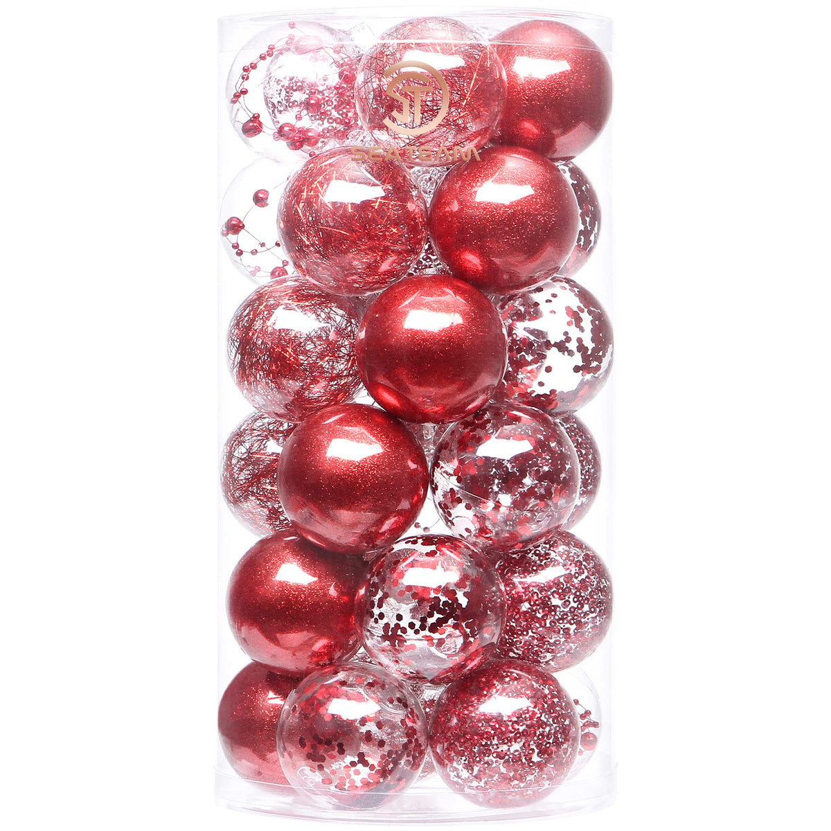 Sea Team 30-Pack Clear Christmas Ball Ornaments with Fillers, Champagne