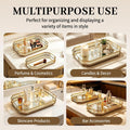 2 PCS Bar Cart Tray, Gold Mirror Tray with Handles for Home Decor
