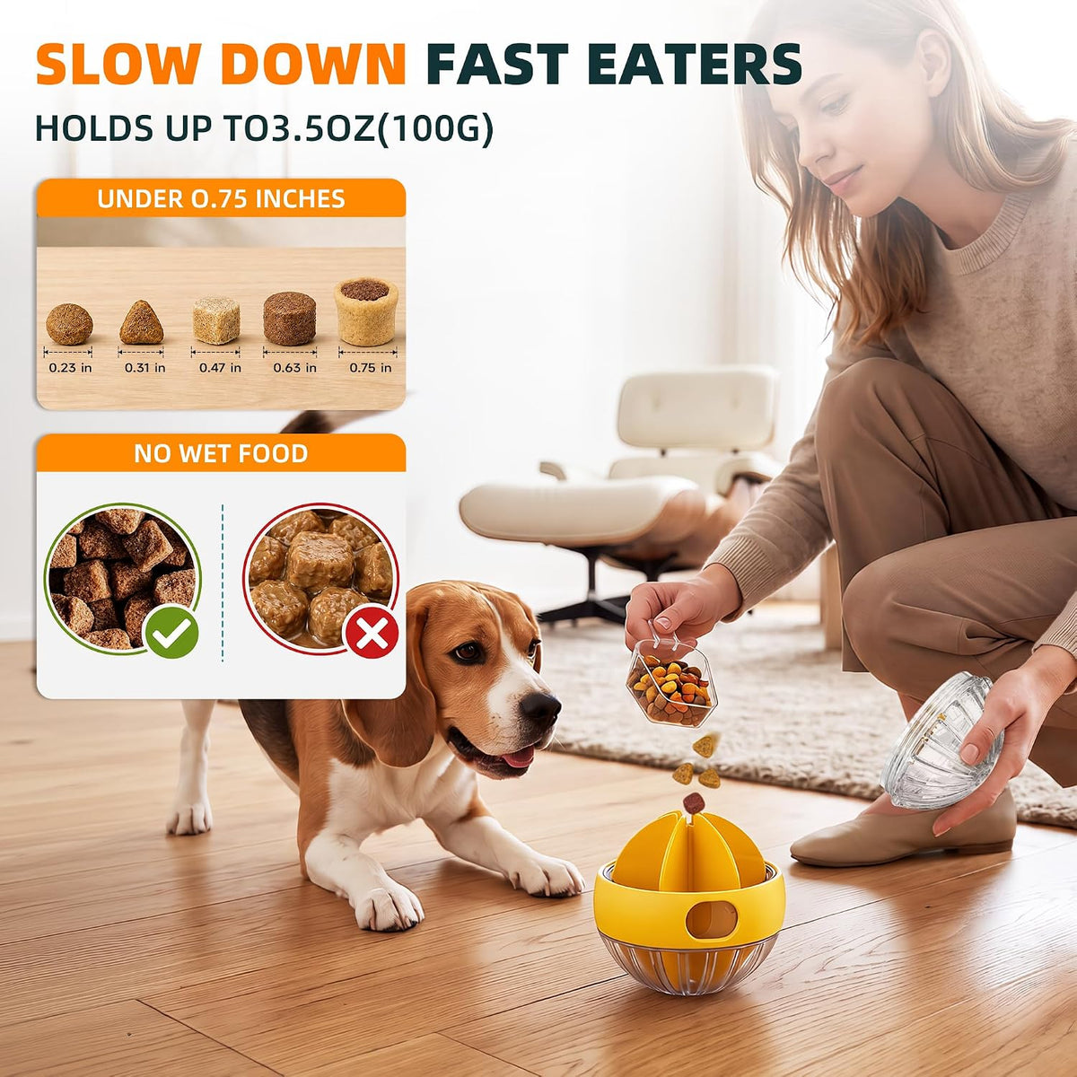 2-in-1 Dog Puzzle Toy, Interactive Treat Dispensing Ball