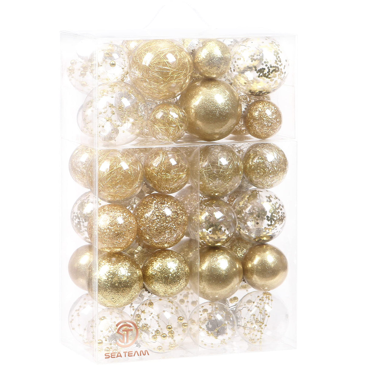 Sea Team 30-Pack Clear Christmas Ball Ornaments with Fillers, Champagne